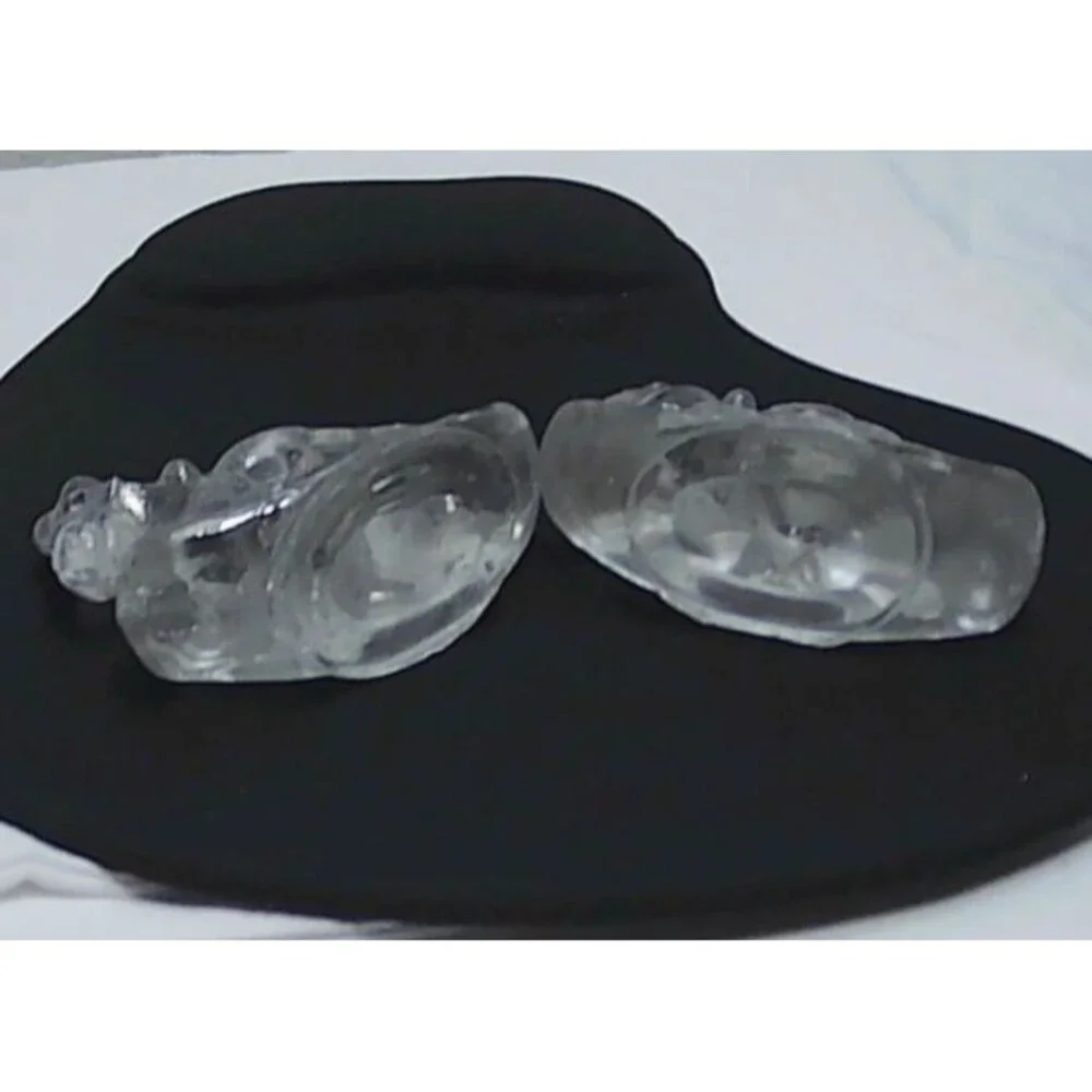 Vintage Glass Rocking Horse Candle Holders Clear Decorative Set Of 2 - 3x1x2